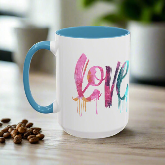 Inspirational Love Never Fails Coffee Mug, Beautiful Crafted Ceramic Cup, Gift for Him Her, Religious Quote, 11oz 15oz