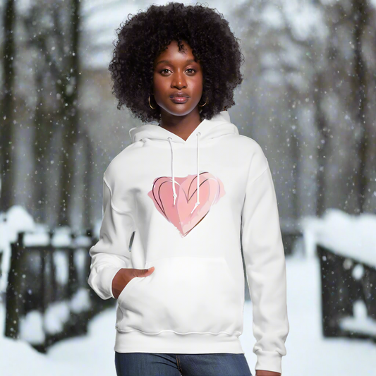 Pretty Pink Heart Shaped Women's Hoodie - white