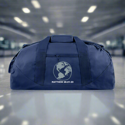 Great Commission Bible Verse Travel Duffle Bag Denim Style - navy