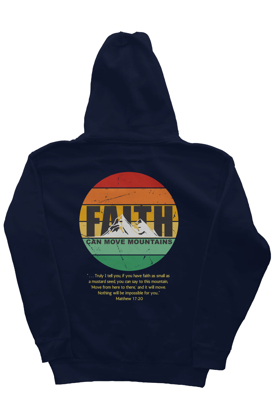 Faith Can Move Mountain Zip Hoodie - Navy Blue