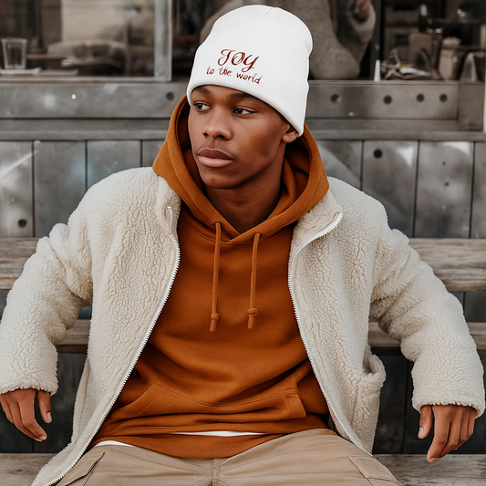 iPhrase Embroidered Christmas Beanie JOY to the world