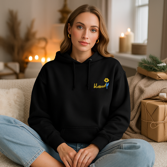 Embroidery Floral Blessed Hoodie