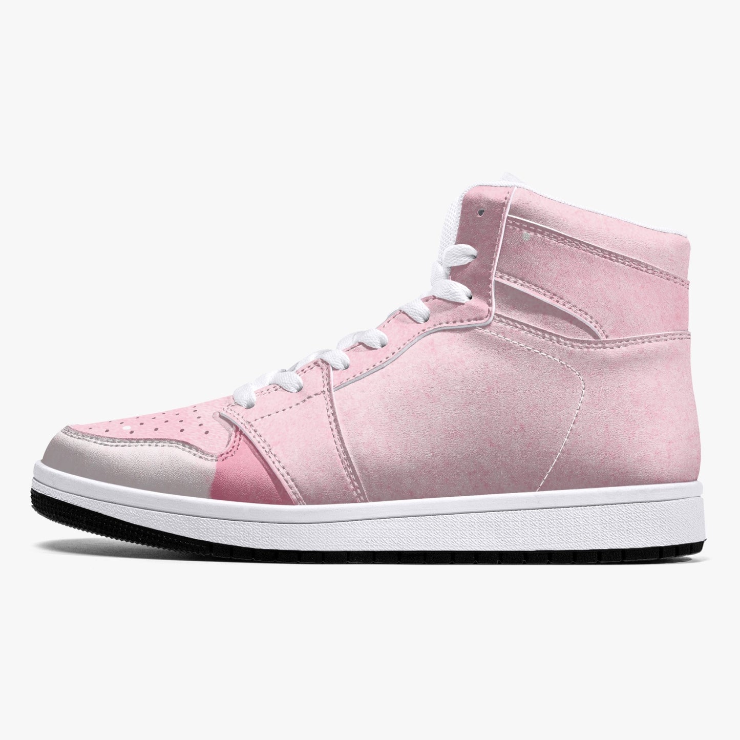 Pink River Flow with one Red Rose Flower High-Top Leather Sneakers