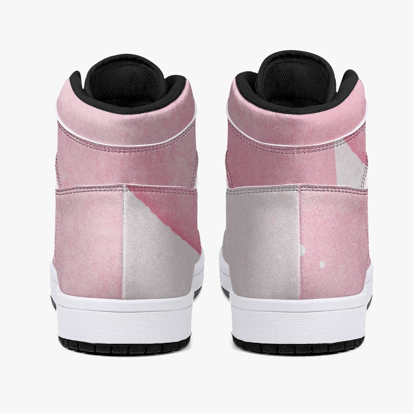 Pink River Flow with one Red Rose Flower High-Top Leather Sneakers