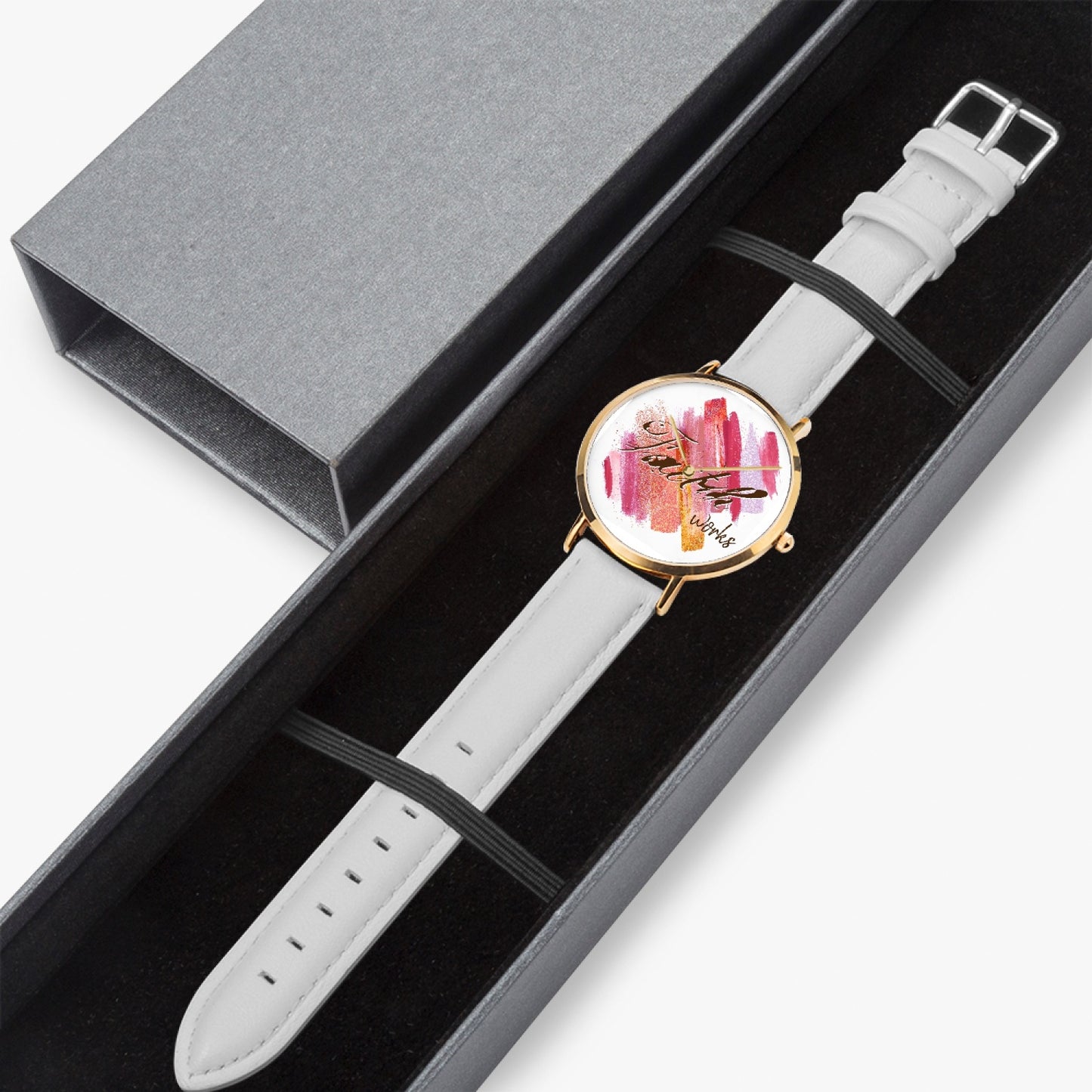 Faith Works - Leather Strap Quartz Inspirational Watch (Rose Gold)