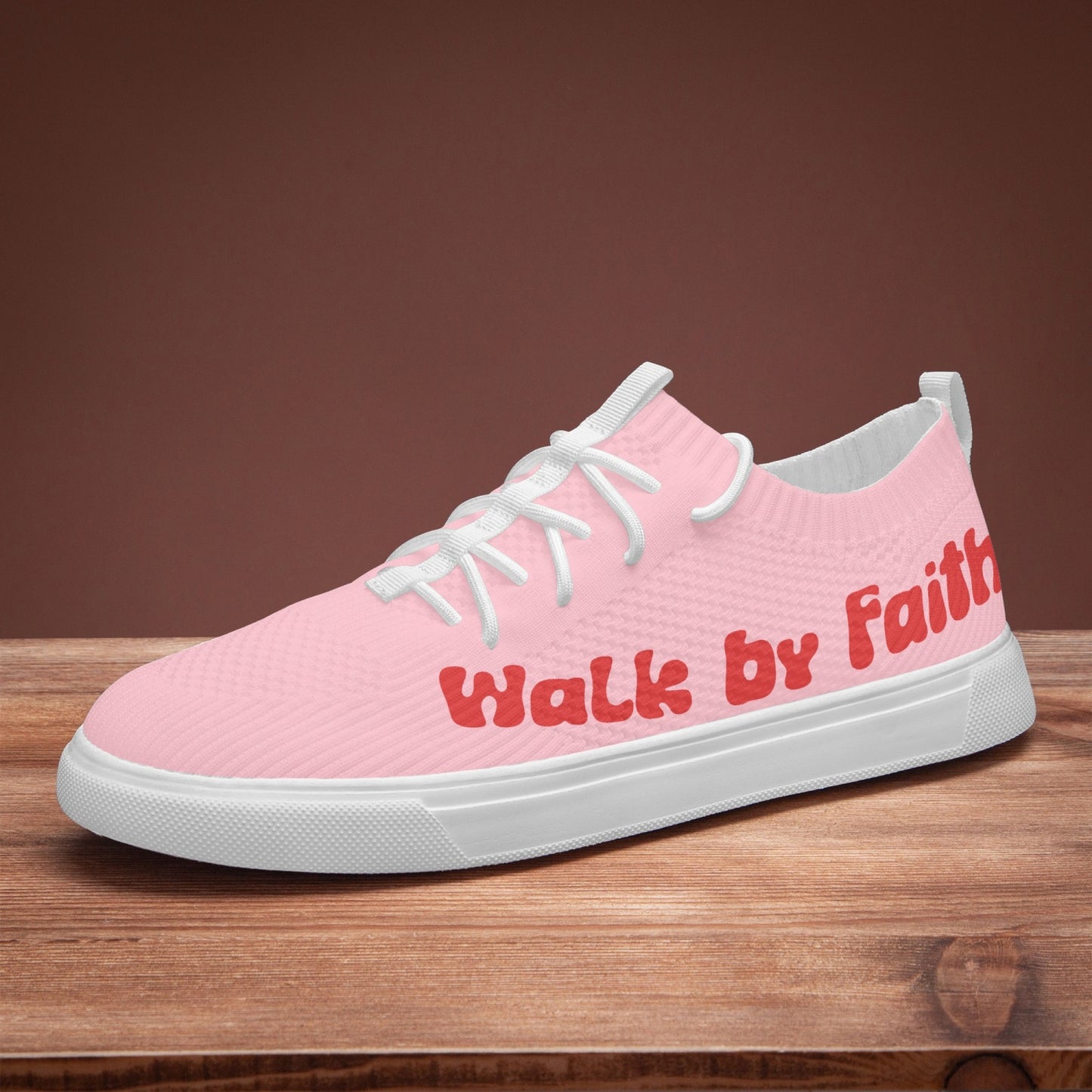 Walk by Faith. Pink Red Low Top Sneakers