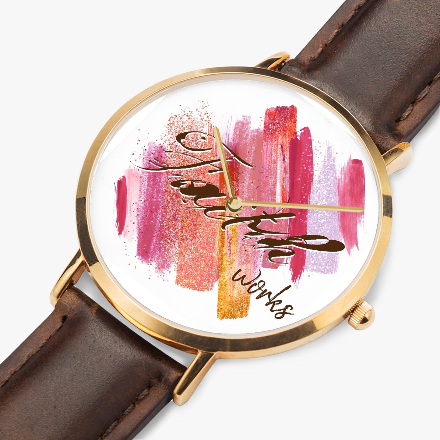 Faith Works - Leather Strap Quartz Inspirational Watch (Rose Gold)