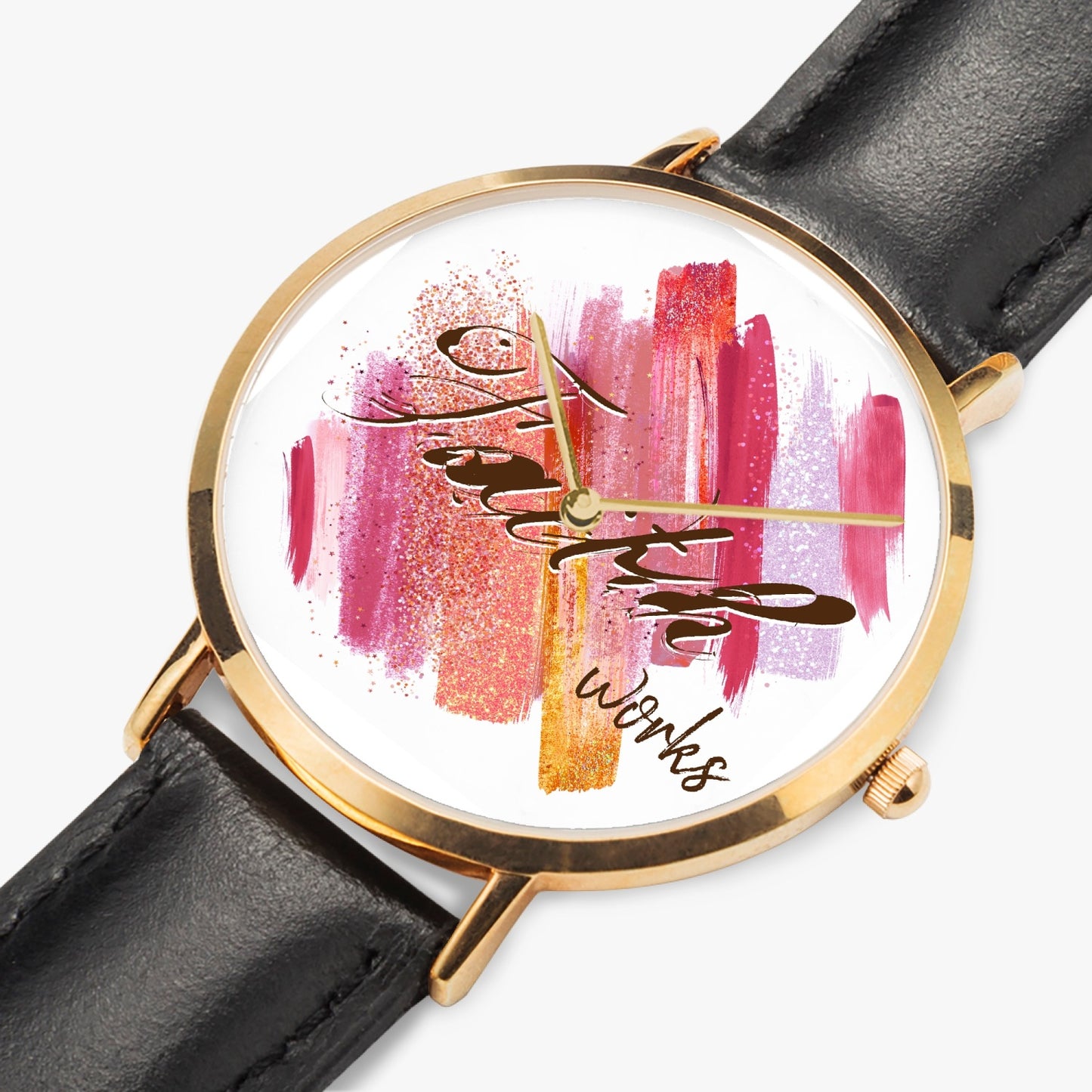 Faith Works - Leather Strap Quartz Inspirational Watch (Rose Gold)