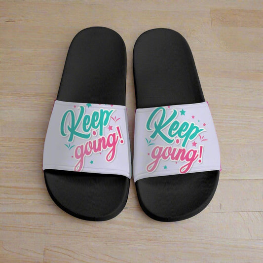 Adorable Casual Slip On "Keep Going" Sandals with base color Black for Women