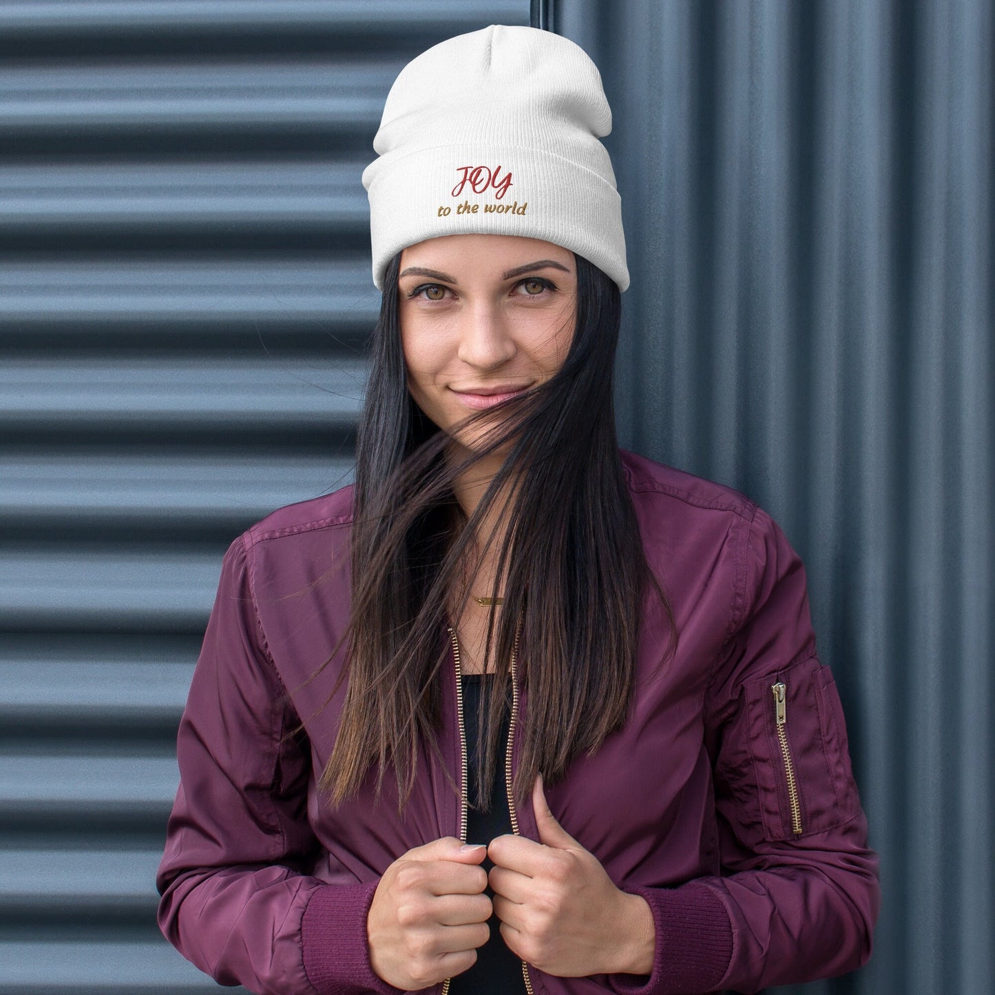 Embroidered Christmas Beanie JOY