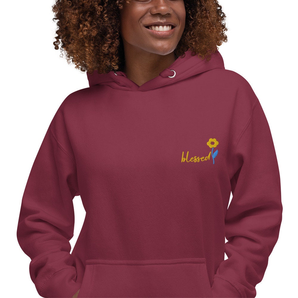 Embroidery Floral Blessed Hoodie
