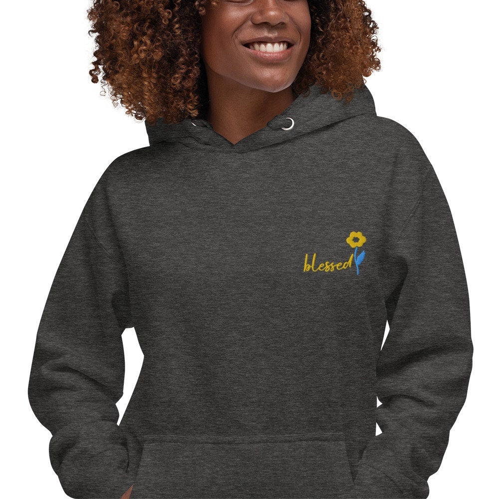 Embroidery Floral Blessed Hoodie