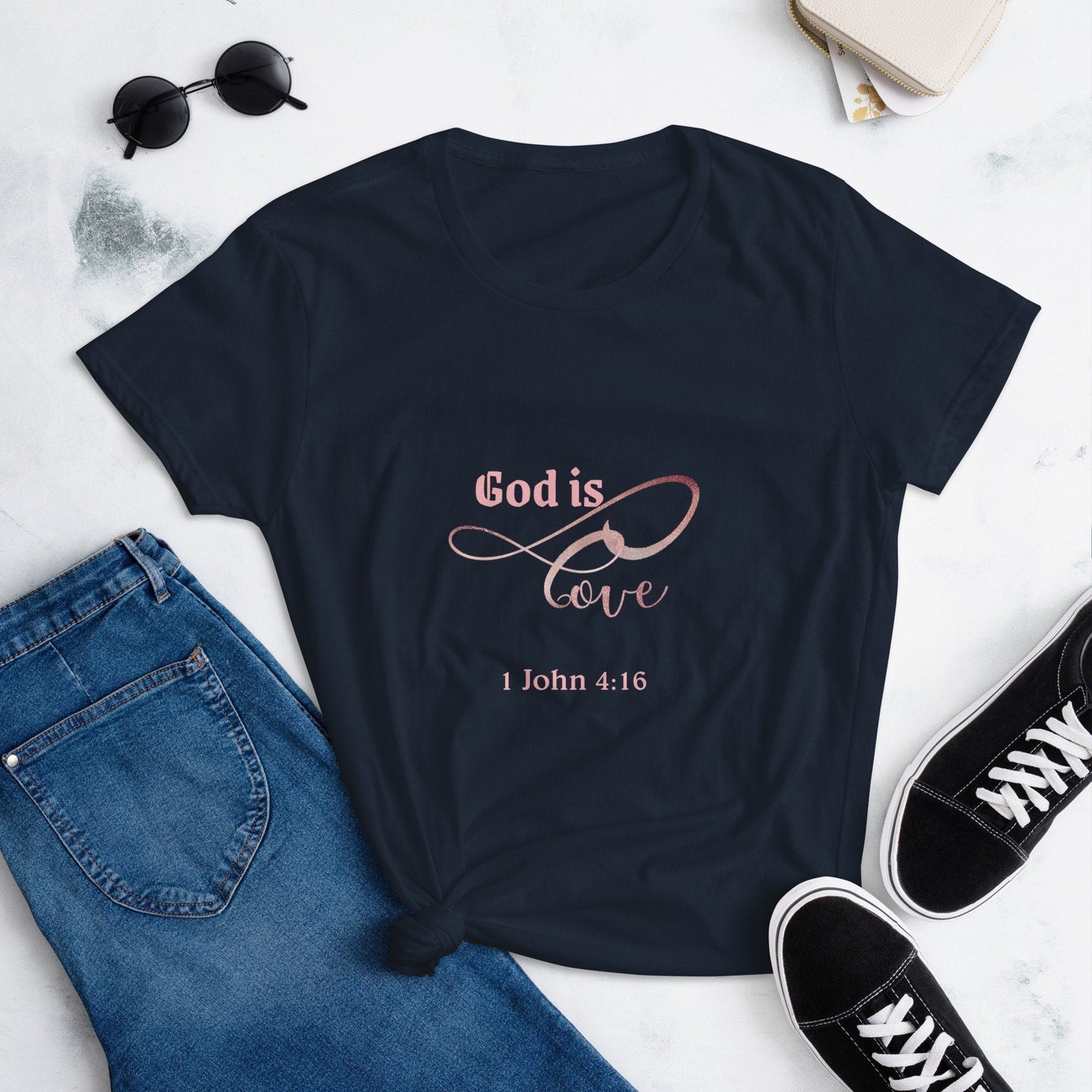 Women adult T-Shirt, Bible verse scripture, God is love, color black