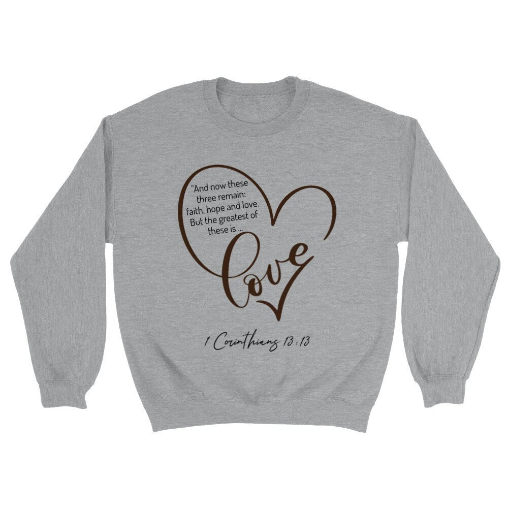 LOVE Crewneck Sweatshirt, White and Grey