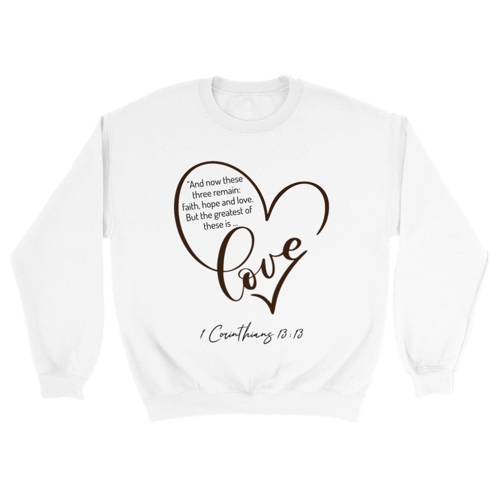 LOVE Crewneck Sweatshirt, White and Grey