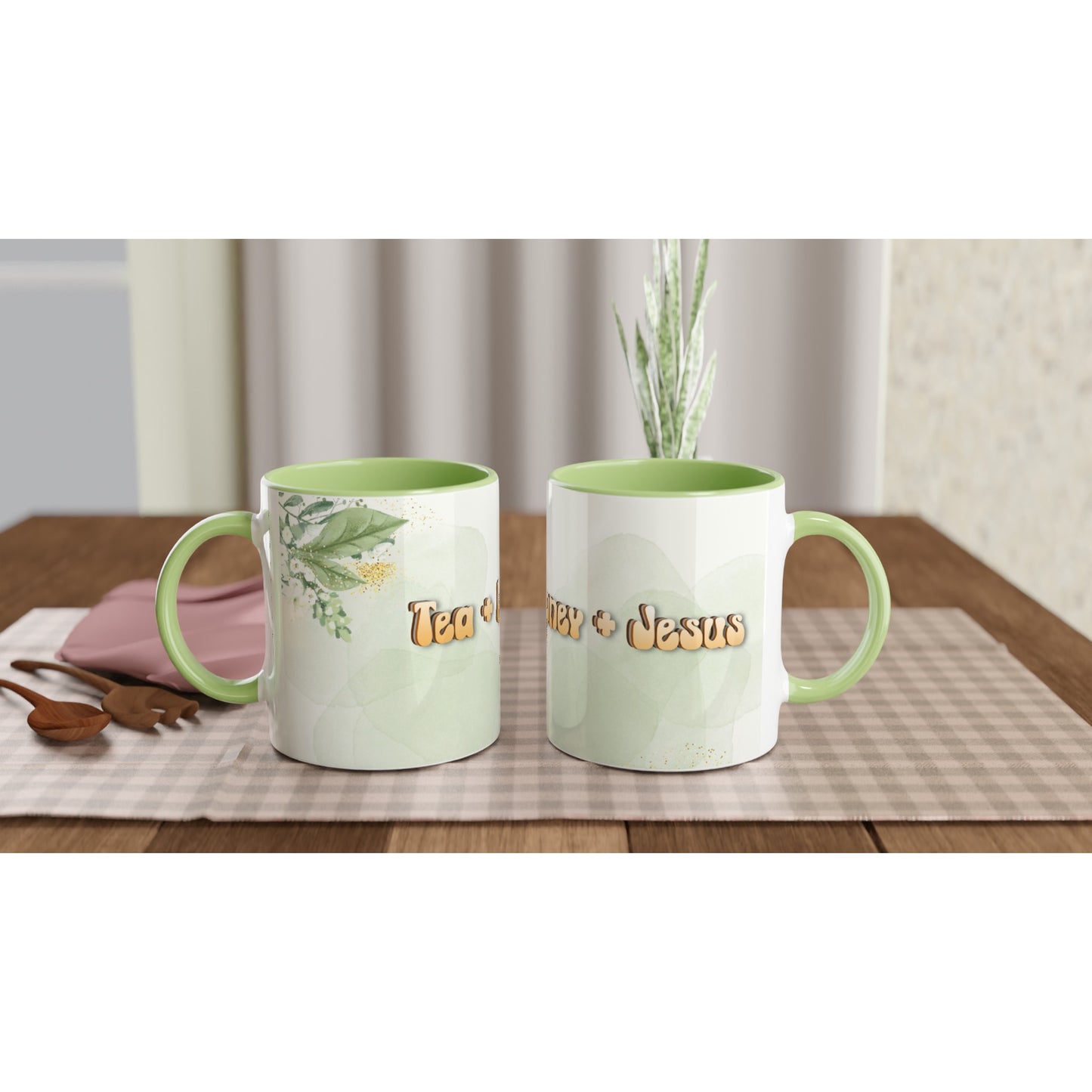Tea with Honey and Jesus, 11oz Mug with Color Inside