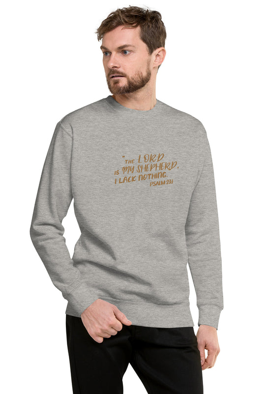 Embroidery Psalm 23 The Lord Is My Shepherd and the Cross Premium Sweatshirt