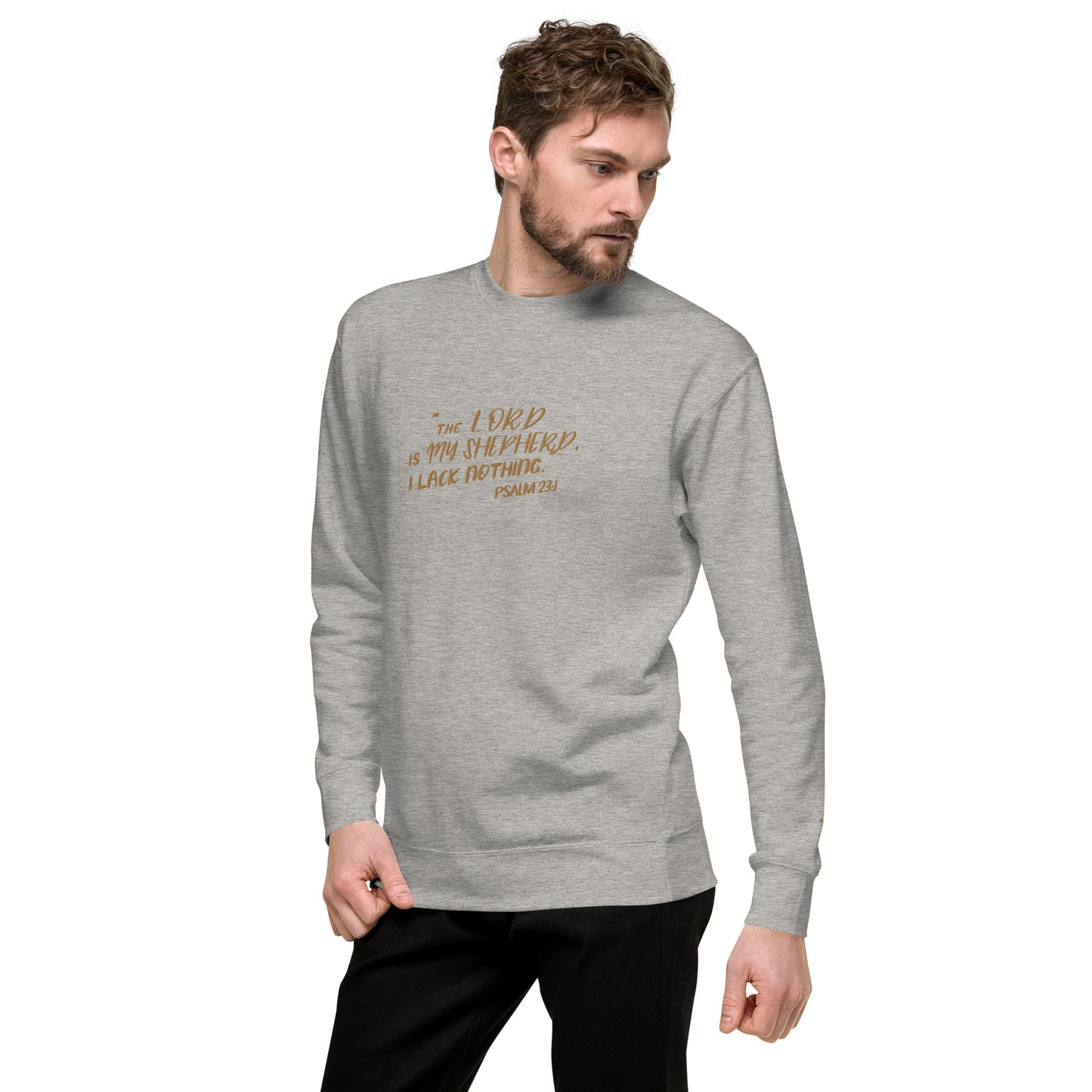 Embroidery Psalm 23 The Lord Is My Shepherd and the Cross Premium Sweatshirt