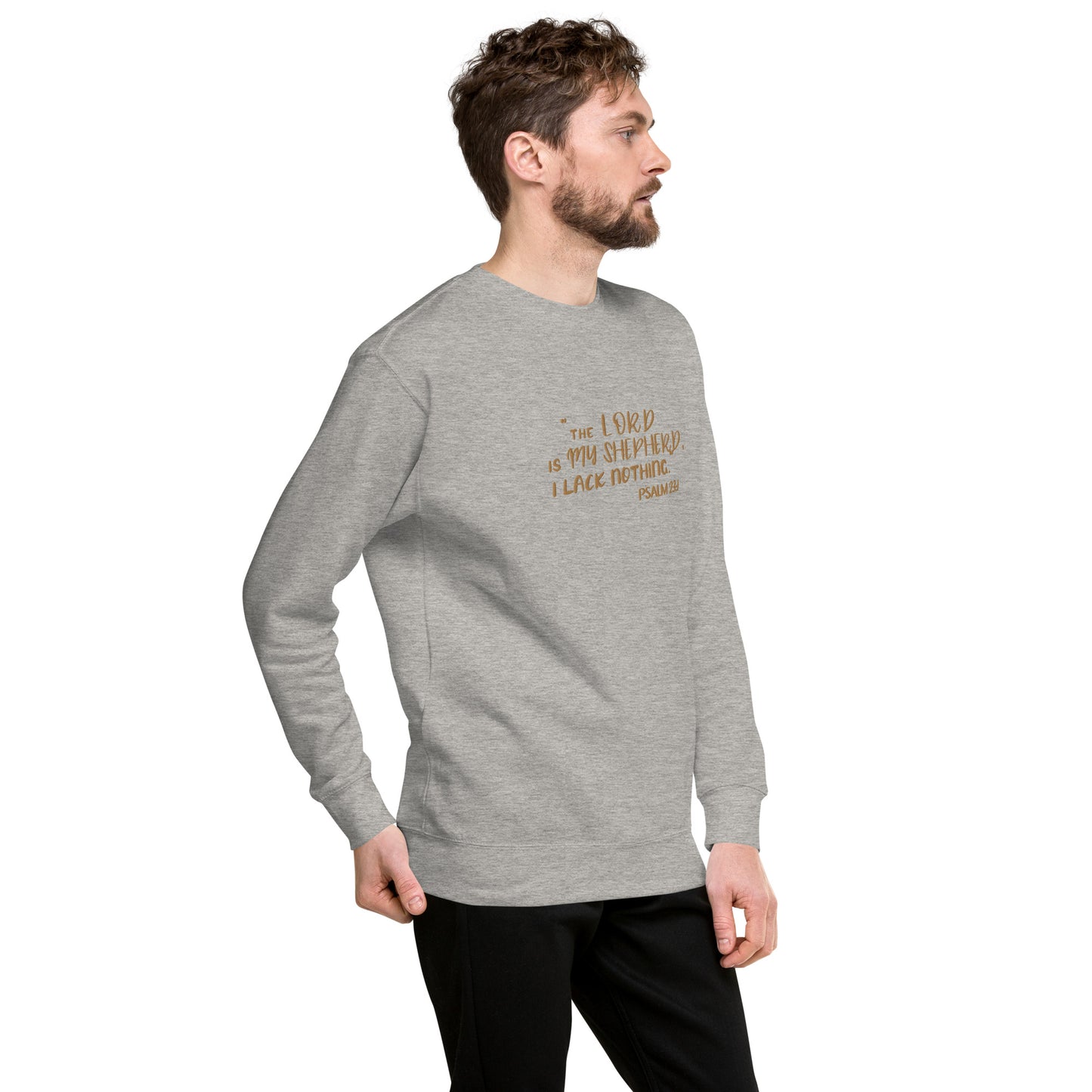 Embroidery Psalm 23 The Lord Is My Shepherd and the Cross Premium Sweatshirt