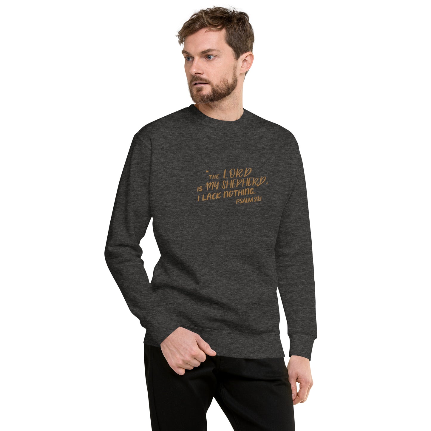 Embroidery Psalm 23 The Lord Is My Shepherd and the Cross Premium Sweatshirt