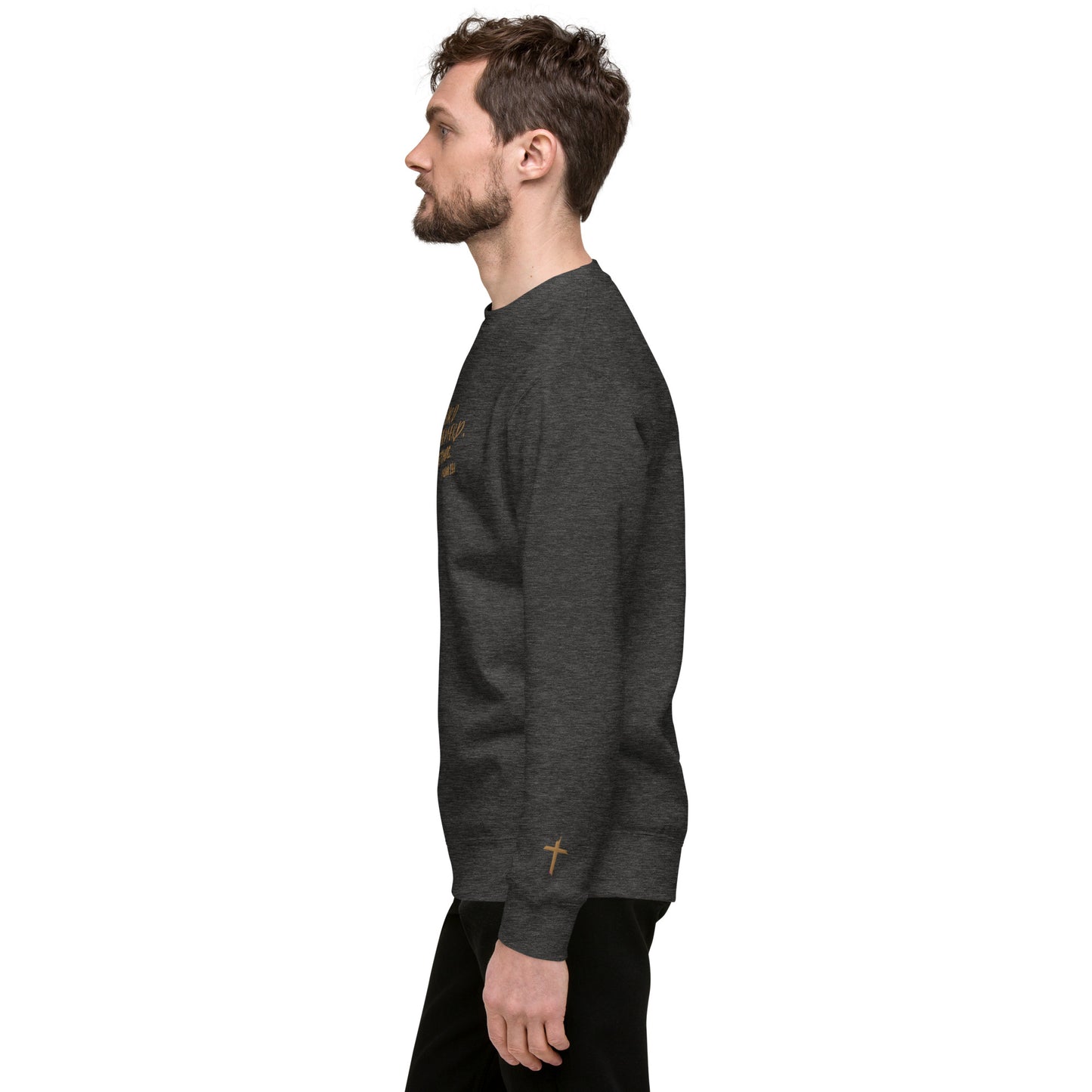 Embroidery Psalm 23 The Lord Is My Shepherd and the Cross Premium Sweatshirt