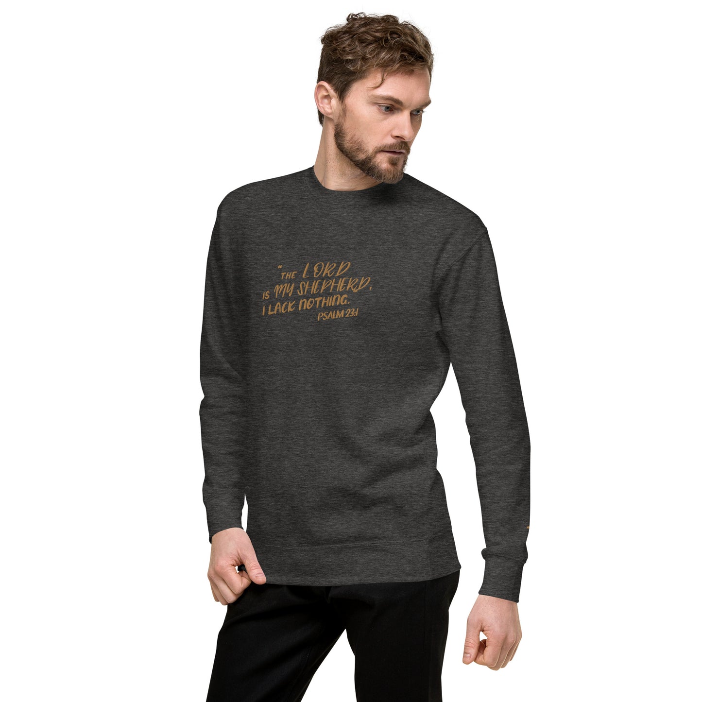 Embroidery Psalm 23 The Lord Is My Shepherd and the Cross Premium Sweatshirt