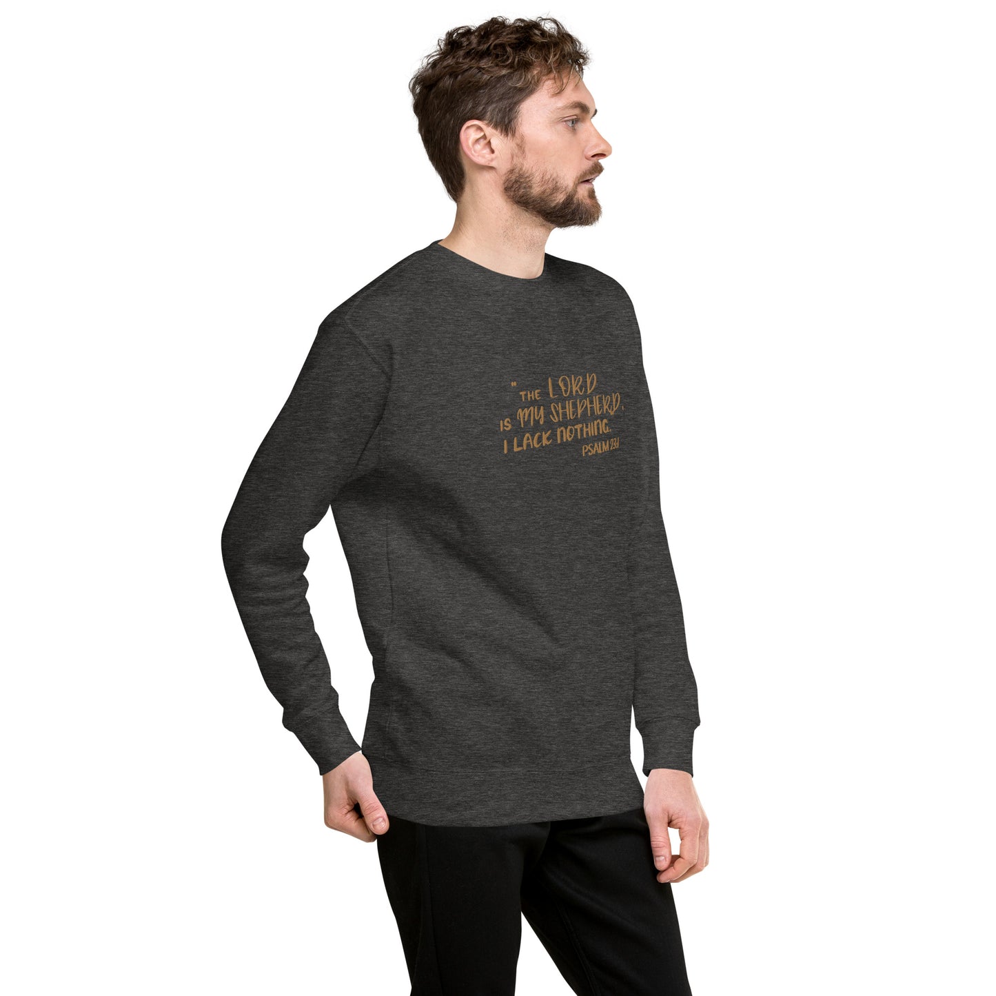 Embroidery Psalm 23 The Lord Is My Shepherd and the Cross Premium Sweatshirt