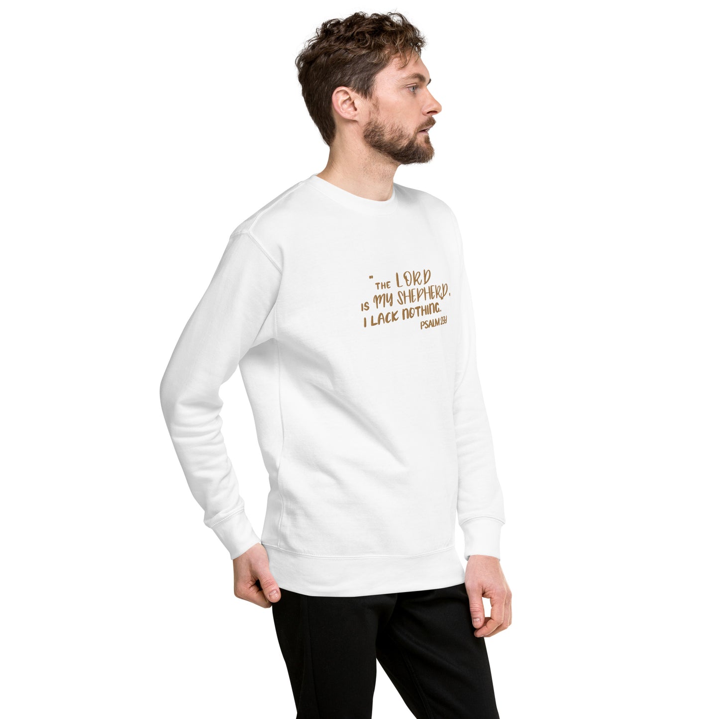 Embroidery Psalm 23 The Lord Is My Shepherd and the Cross Premium Sweatshirt