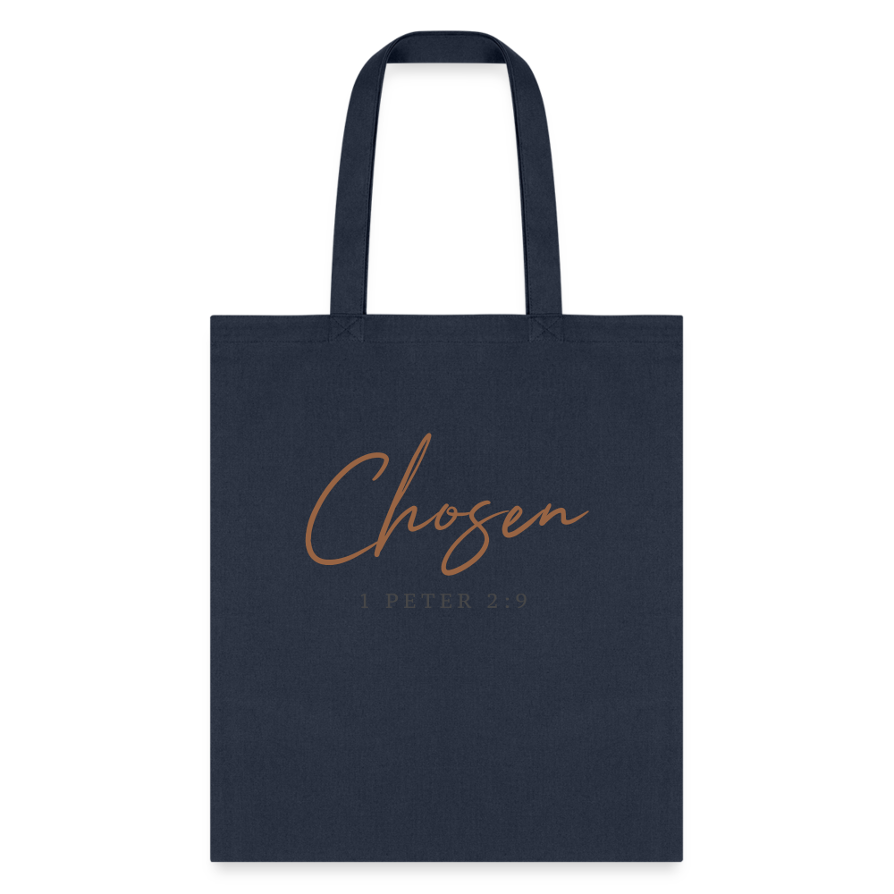 Chosen Cotton Canvas Tote Bag - Natural Beige - navy