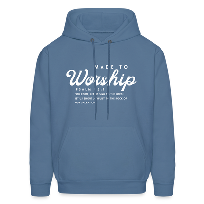 Made to Worship Bible Scripture Psalm 98:1 Men's & Women's Hoodie - denim blue