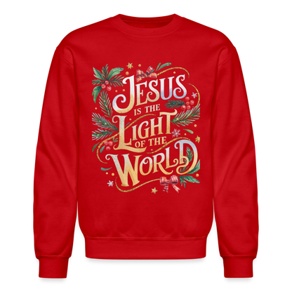 Jesus is the Light of the World Crewneck Christmas Sweatshirt for Women - red