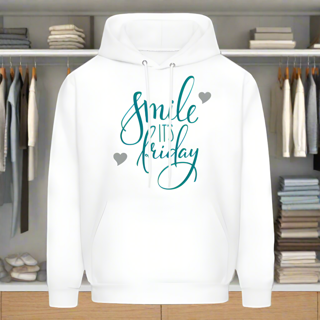 Smile It's Friday Inspirational Teenage Women Hoodie - white