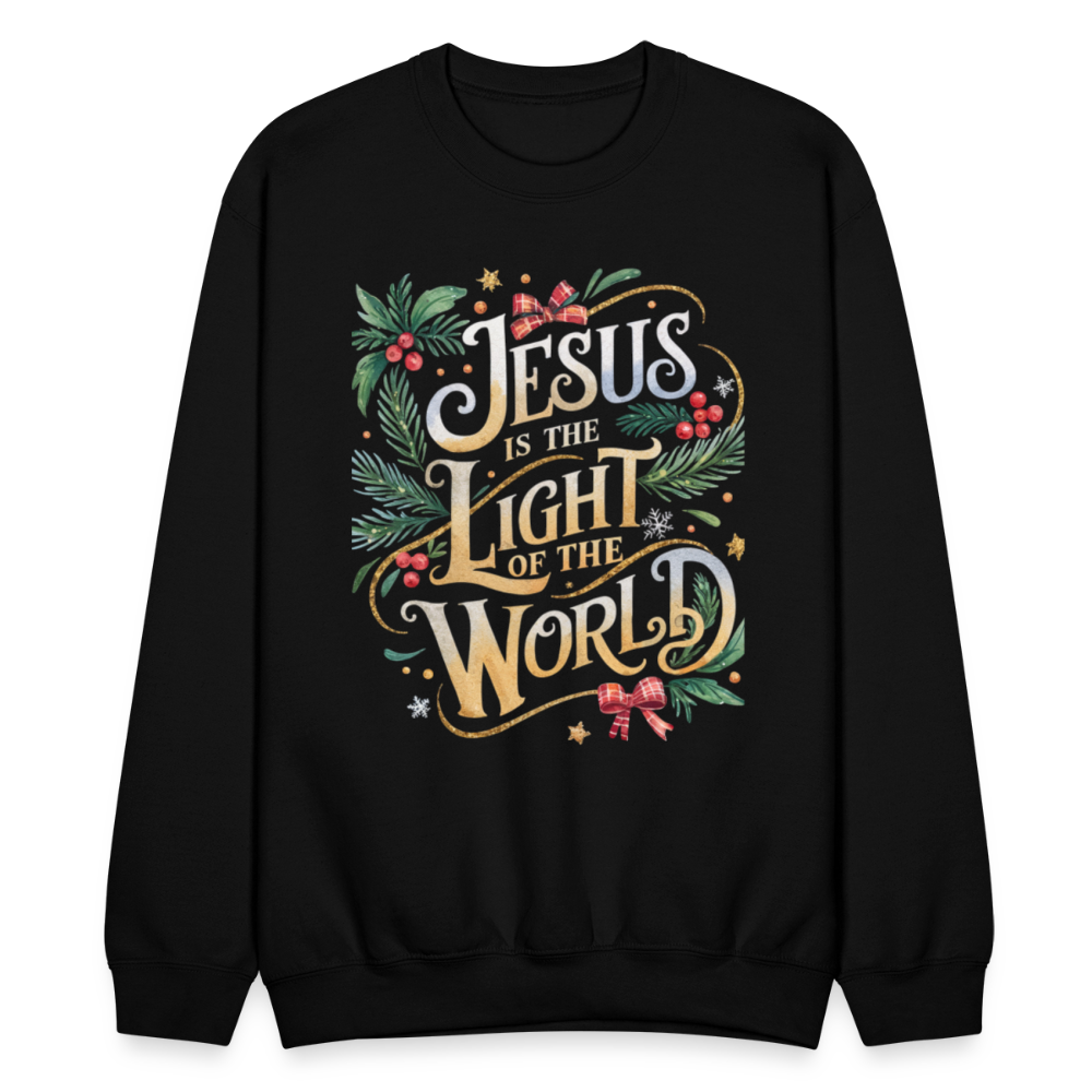 Jesus is the Light of the World Crewneck Christmas Sweatshirt for Women - black