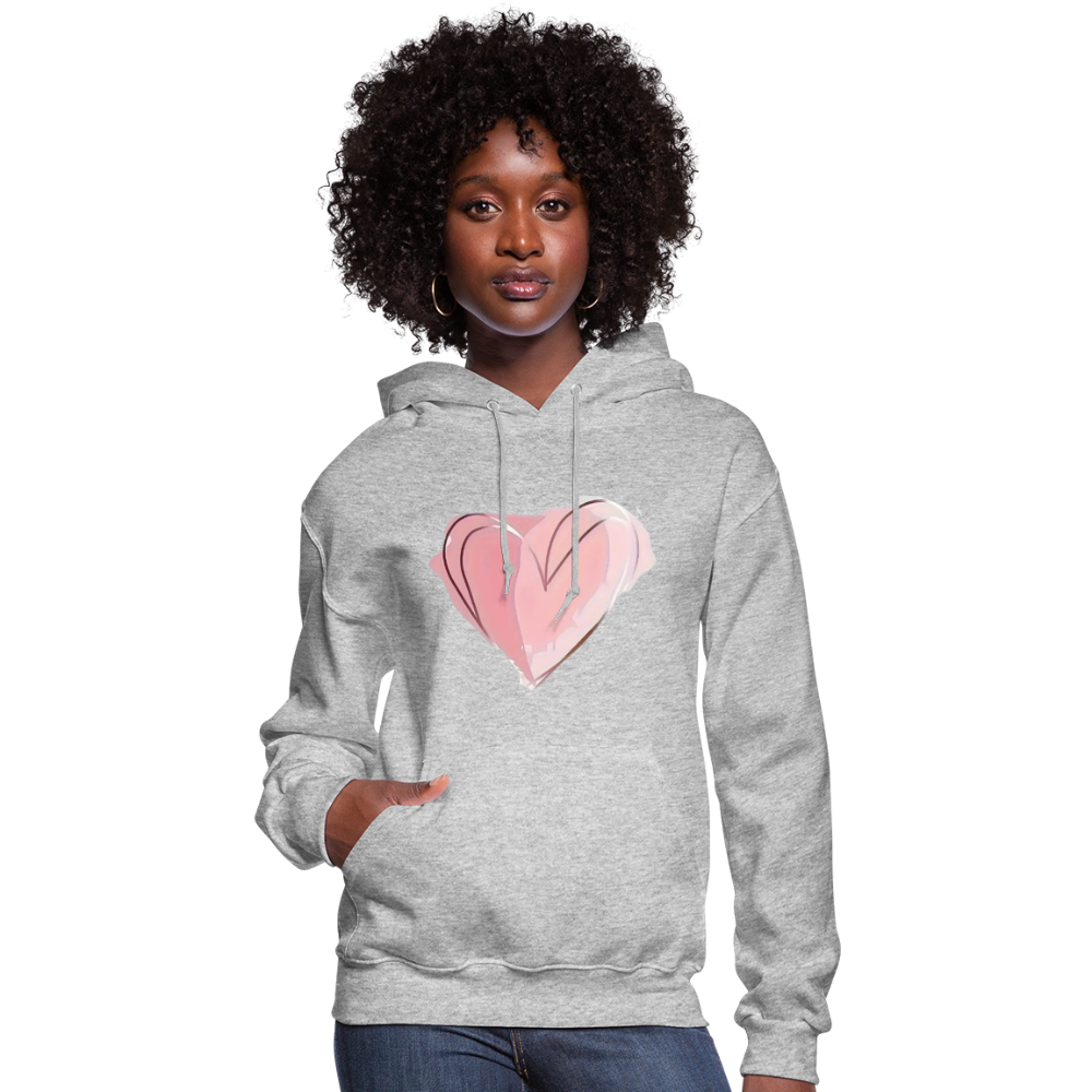 Pretty Pink Heart Shaped Women's Hoodie - heather gray