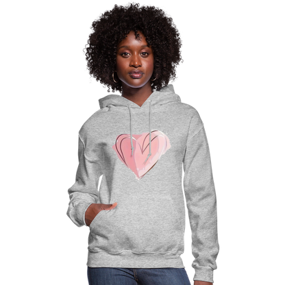 Pretty Pink Heart Shaped Women's Hoodie - heather gray