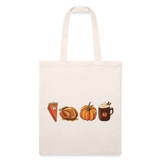 Thanksgiving Pumpkin Turkey Cake Beverage Canvas Tote Bag - natural
