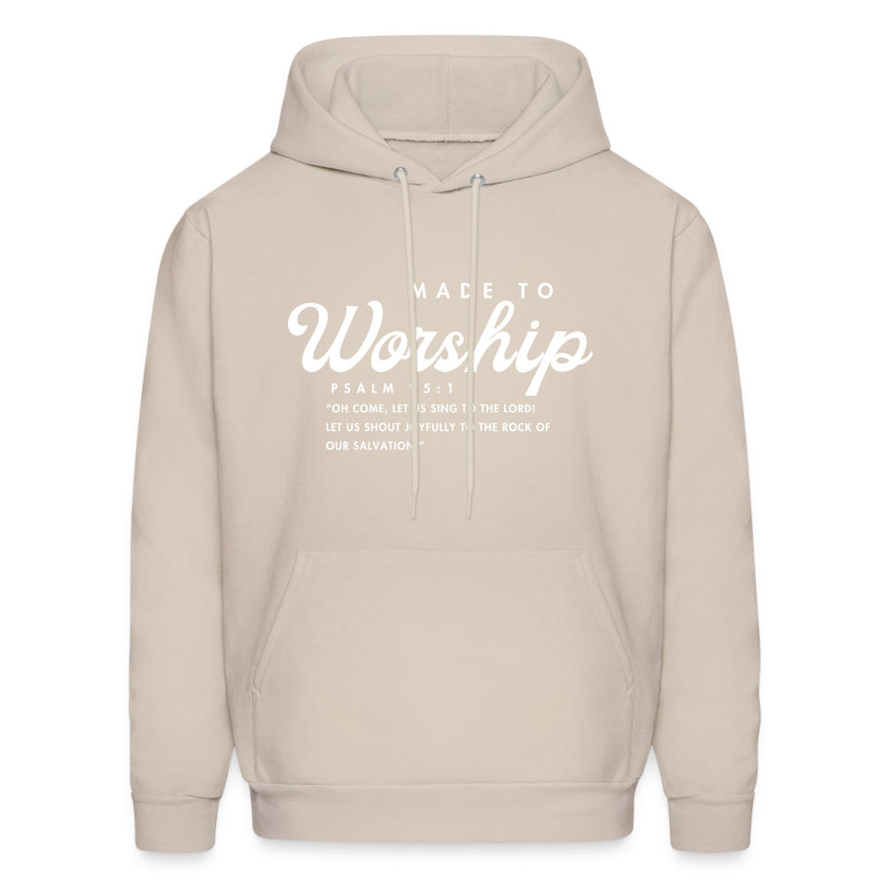 Made to Worship Bible Scripture Psalm 98:1 Men's & Women's Hoodie - Sand