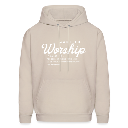 Made to Worship Bible Scripture Psalm 98:1 Men's & Women's Hoodie - Sand