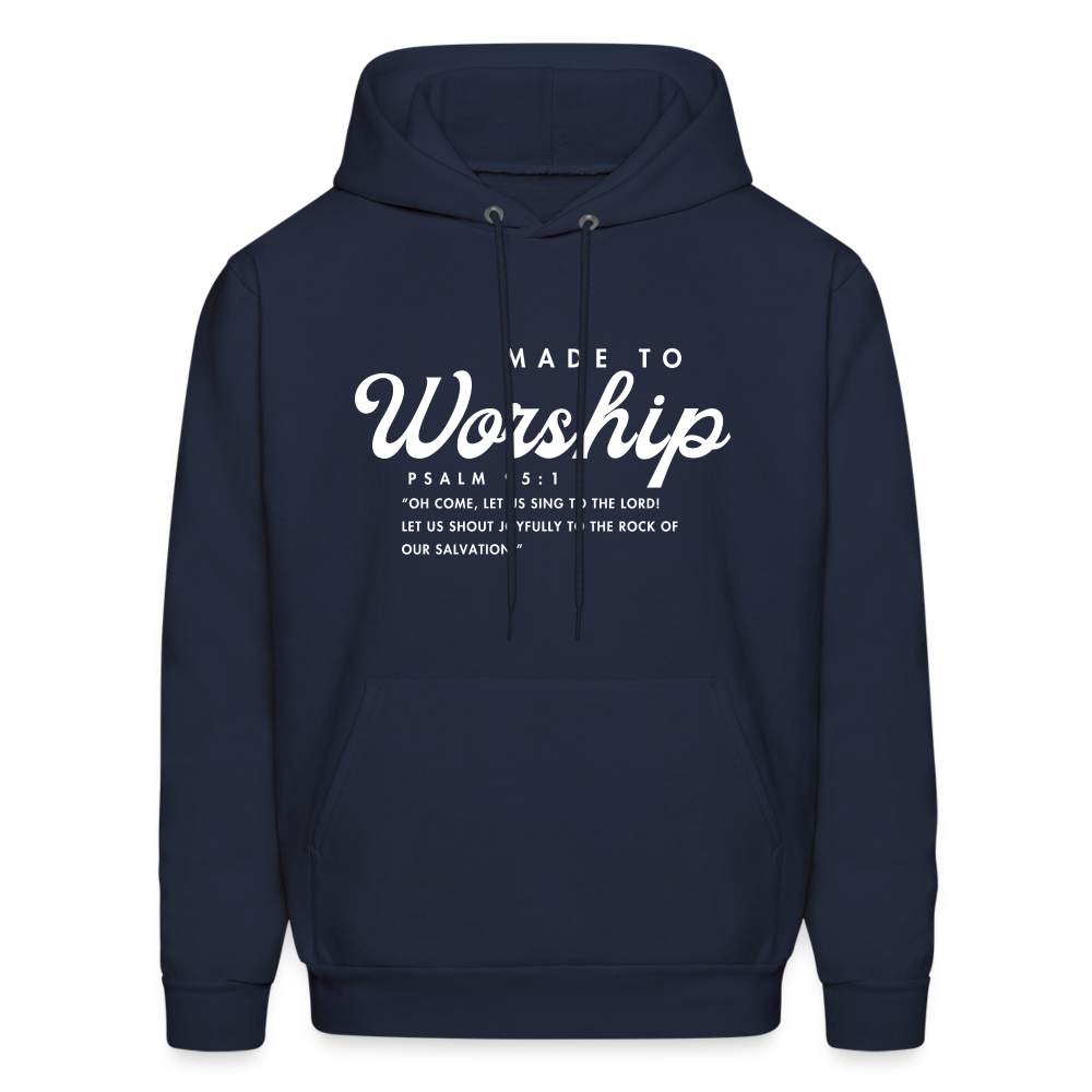 Made to Worship Bible Scripture Psalm 98:1 Men's & Women's Hoodie - navy