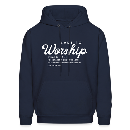 Made to Worship Bible Scripture Psalm 98:1 Men's & Women's Hoodie - navy