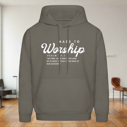 Made to Worship Bible Scripture Psalm 98:1 Men's & Women's Hoodie - asphalt gray