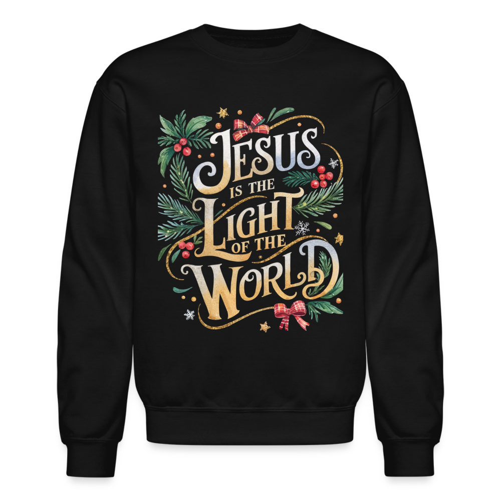 Jesus is the Light of the World Crewneck Christmas Sweatshirt for Women - black