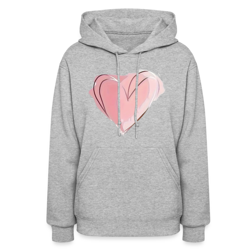 Pretty Pink Heart Shaped Women's Hoodie - heather gray