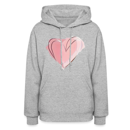 Pretty Pink Heart Shaped Women's Hoodie - heather gray