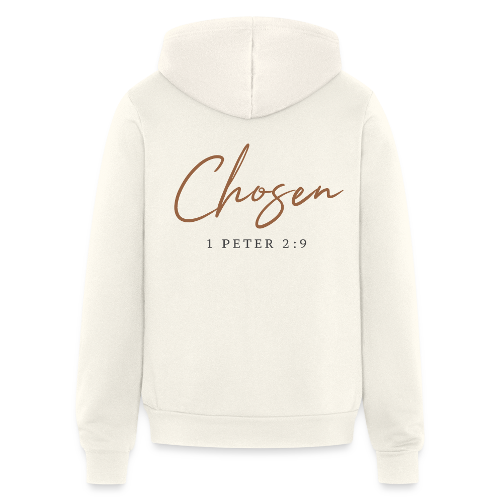 Chosen Bible Verse Front and Back Full Zip Hoodie for Men and Women. - vintage white