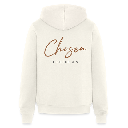 Chosen Bible Verse Front and Back Full Zip Hoodie for Men and Women. - vintage white