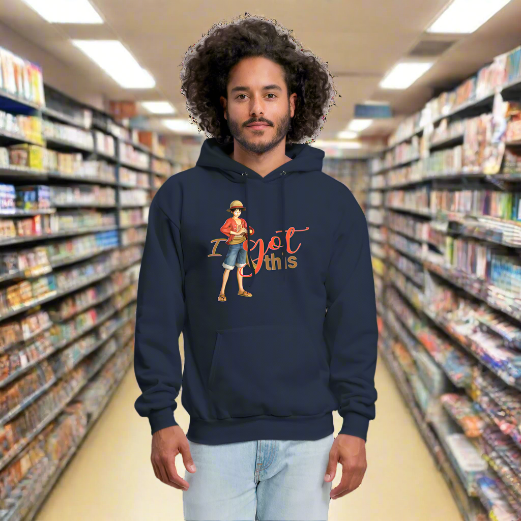 One Piece Anime Designed with Motivational and Inspirational "I Got This" Hoodie - navy
