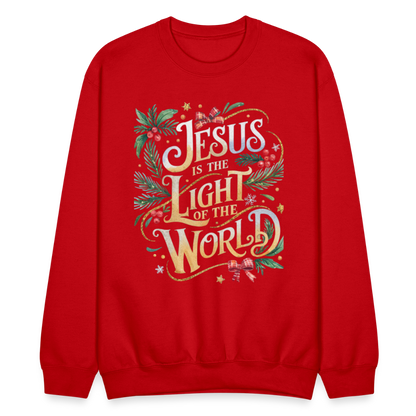 Jesus is the Light of the World Crewneck Christmas Sweatshirt for Women - red