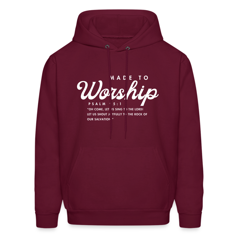 Made to Worship Bible Scripture Psalm 98:1 Men's & Women's Hoodie - burgundy