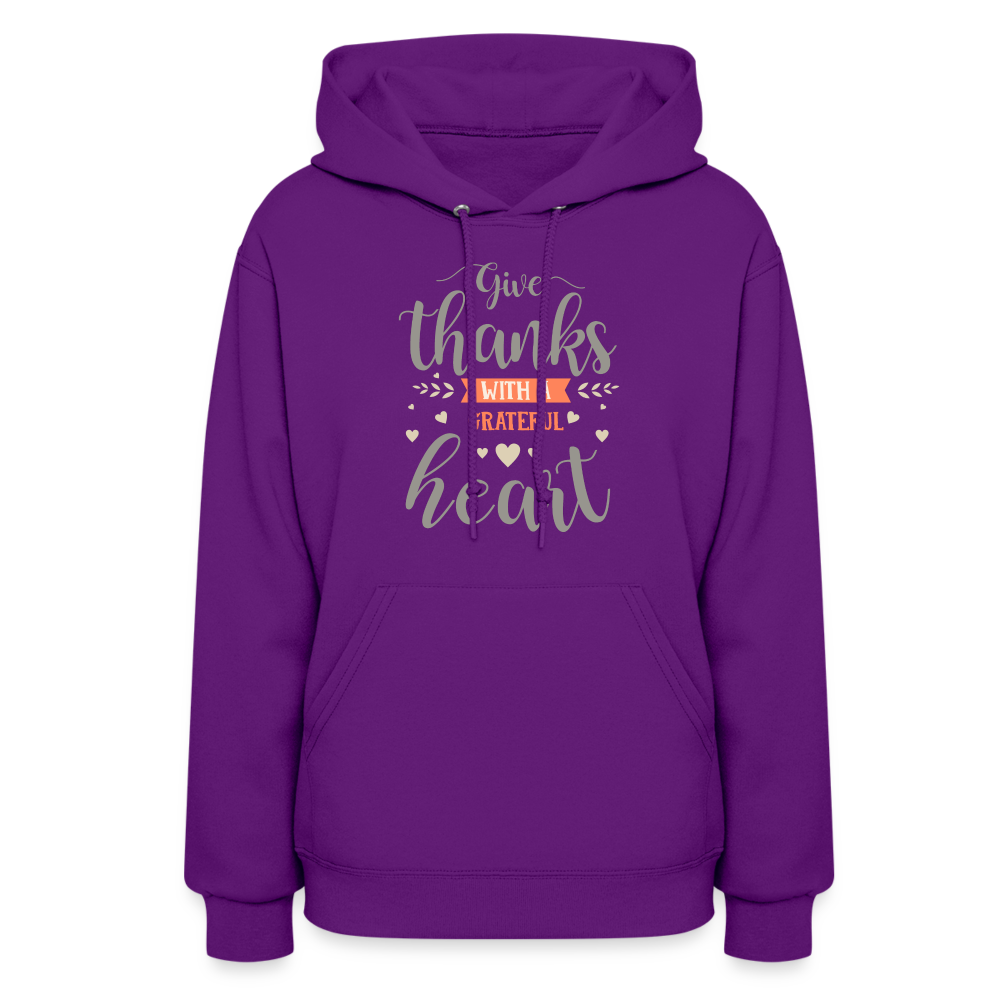 Give Thanks with a Grateful Heart, Grateful Thankful Blessed Women's Hoodie - purple